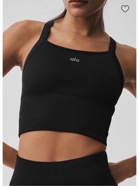 ALO Yoga Black Ribbed Cropped Sports Bra